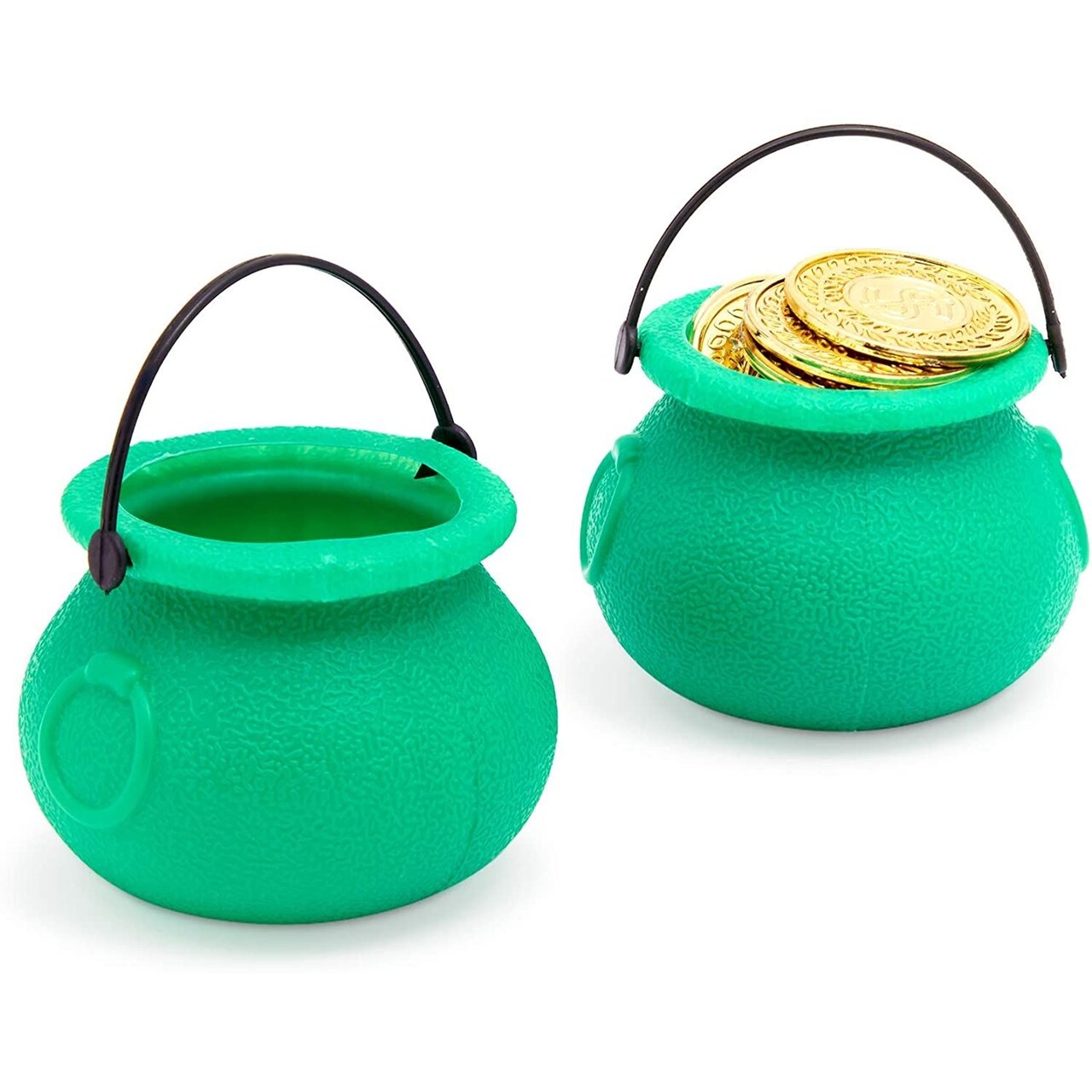 Blue Panda 24-Pack Mini Cauldron Pot with Handle, Miniature Pot of Gold Bucket Display for Parties and Home Decor, Multi-Purpose and Portable St Patrick’s Decorations (Green), 2.5” x 2” Size